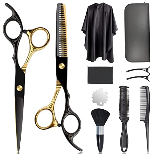 Hair Cutting Scissors, 10 in 1 Professional Hair Shears Set with Stainless Steel Cutting Scissors, Thinning Shears, Comb etc